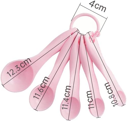 Set of 5 Plastic Measuring Spoons Set Pink Measuring Cup Spoons Measuring Spoon for Home Kitchen Cooking Baking