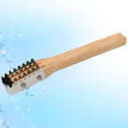 Amosfun Stainless Steel Fish Scale Shaver with Wooden Handle 10.03 Inch Seafood Tool for Fast Fish Skin Cleaning and Scale Removal Kitchen Gadget