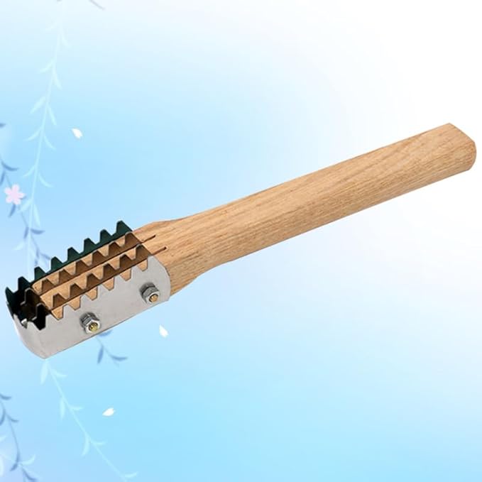 Amosfun Stainless Steel Fish Scale Shaver with Wooden Handle 10.03 Inch Seafood Tool for Fast Fish Skin Cleaning and Scale Removal Kitchen Gadget
