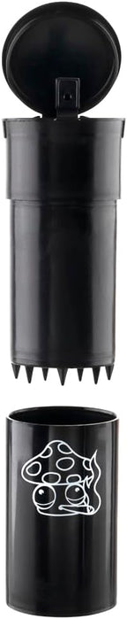 EZ SPLITZ Cap & Crusher - 2-in-1 Herb Grinder with Extra Large Storage - Pop Art Edition (Black)