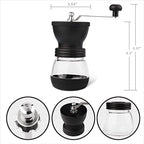 VIA CREMA Manual Coffee Grinder with Ceramic Burr and Glass Container for Espresso Beans