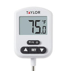 Taylor Programmable Digital Candy and Deep Fry Thermometer with Green Light Alert Display, Long Stem, and Adjustable Pan Clip, White