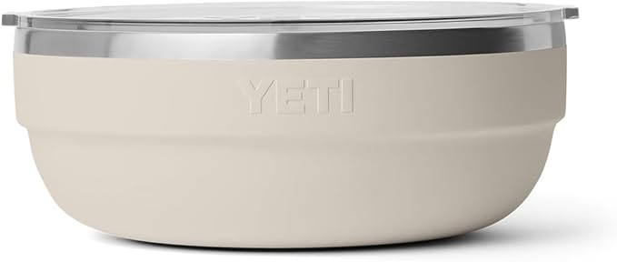 YETI Rambler Low Bowl, Vacuum Insulated, Stackable and Nestable Stainless Steel Bowl with Lid, 3.6 Quart, Cape Taupe
