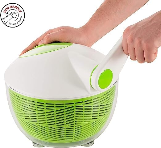 IBILI Large Salad Spinner – 6.34 Qt Lettuce, Vegetable, and Fruit Washer and Dryer with Non-Slip Base, Brake Button for Quick Stop, Super-Fast Operation, Dishwasher Safe, Made in Spain
