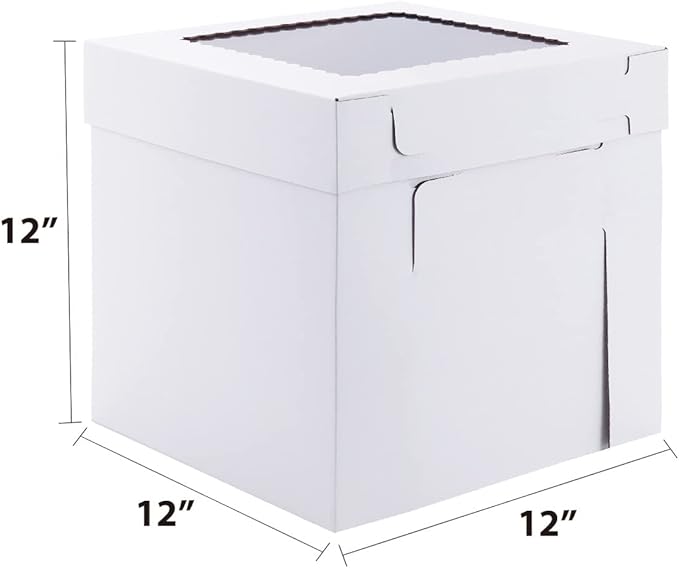 Tall Cake Boxes for Tier Cakes,12x12x12 Inch [10 Pack ] Thick Sturdy Bakery Box with Window,White Wedding Cake Boxes,Layer Cake Carrier,Disposable Cake Containers