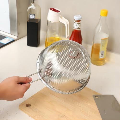 GREATLINK Fine Mesh Strainer and Colander for Kitchen with Handle, Stainless Steel Pasta Strainer/Kitchen Funnel/Collander/Sifter for Strain/Wash Vegetables, Fruits, Spaghetti, Rice (10＂)