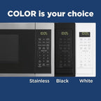 GE Countertop Microwave Oven, Compact 0.9 Cubic Ft., 900-watt Capacity, 7 Auto Cooking Settings, Child-Lock Technology, Kitchen Essentials for the Countertop, Dorm Room or Apartment, Stainless Steel