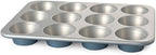 Nordic Ware Brilliant™ Colorful Bakeware 12 Cavity Muffin Pan, Nonstick made without PFAS or PTFE for safe cooking; Reinforced steel rim prevents warping
