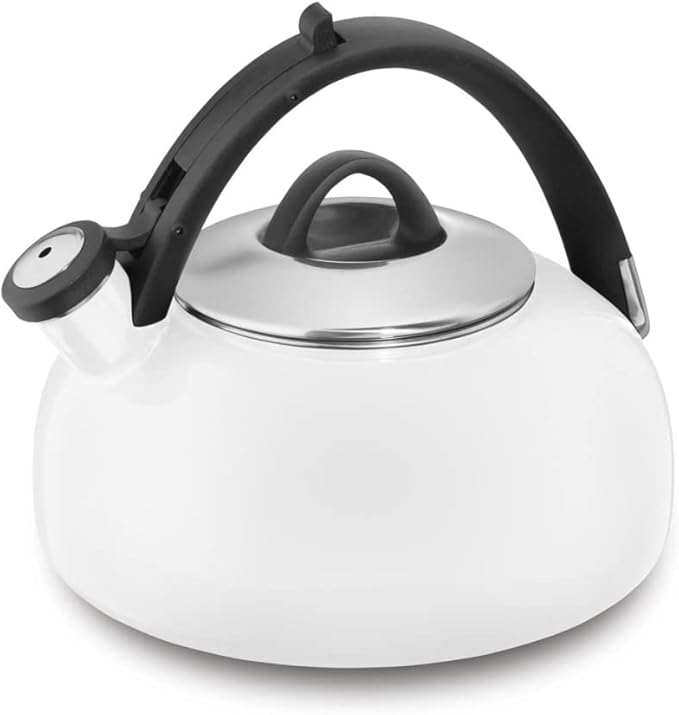 Cuisinart CTK-EOS2W Peak 2-Quart Teakettle, Make 2-Quarts of Boiling Water in this Classic Tea Kettle, Whistle Sound to Signal Water is Ready, White