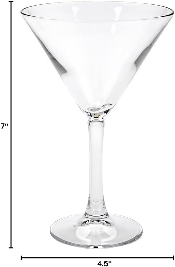 Restaurantware Cascata 9 Ounce Stemmed Martini Glasses Set Of 12 Tempered Martini Glasses - Chip-Resistant Fine-Blown Glass Martini Glass Set Dishwasher-Safe For Martinis Or Cocktails