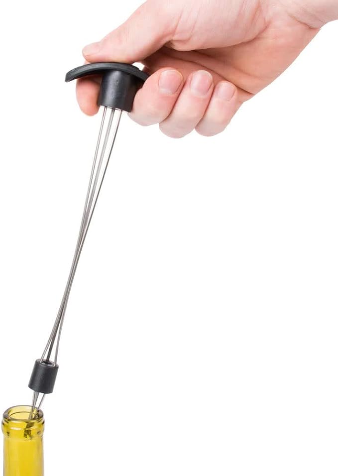 Stainless Steel 3-Pronged Wine Bottle Cork Retriever with Black Handle