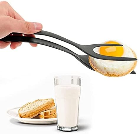 1pcs Multifunctional 2 in 1 Non Stick Bread Egg Turners Cooking Tongs Gadgets For Kitchen Utensils Spatula Cooking Tool(white-Dinosaur Doodle4)