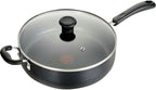 T-Fal Specialty Nonstick Saute Pan with Glass Lid 5 Quart, Oven Broiler Safe 350F, Cookware, Deep Frying Pan with Handle, Skillet, Kitchen, Pots and Pans, Dishwasher Safe, Black
