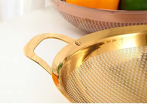 Stainless Steel Colander With Handle and Legs Drain Basket for Pasta, Spaghetti, Berry, Veggies, Fruits, Noodles, Salads, Fruit Colander Strainer Metal Rice Sieve Kitchen Utensils-Silver