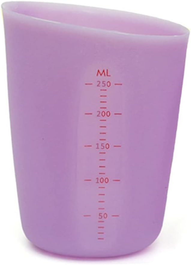 Unomor Diy Tool 250ml Silicone Milk Cup Measuring Cup Double Scale for Baking Mixing Food-grade Silicone Random