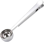 Coffee Scoop, Stainless Steel Silver Multi Function Measuring Spoon, Great Measuring Coffee, Tea, Protein Powder, Instant Drinks, Perfect Coffee Spoon Bag Clip