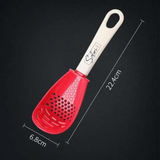 Dual Color 6-in-1 Kitchen Tool, Spoon/Scooper with Perforated Heads for Easy Draining and Straining, Grating, Egg Separator, Set of 2, Ergonomic Grip Utensils