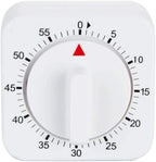 White Timer, 60 Minutes Kitchen Cook Square Timer Mechanical Countdown Alarm Clock Reminder, Thermometers and Timers