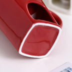 Multi Functional Ceramic Fondue Mug, Tealight Heated Chocolate & Cheese Fondue Set for Dipping, Ideal for Romantic Nights (Red)