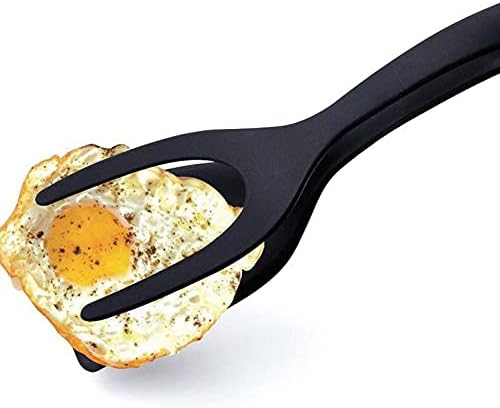 1pcs Multifunctional 2 in 1 Non Stick Bread Egg Turners Cooking Tongs Gadgets For Kitchen Utensils Spatula Cooking Tool(white-Dinosaur Doodle4)