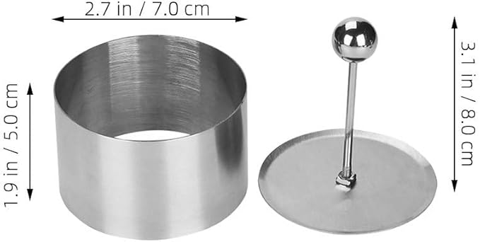 POPETPOP Round Stainless Steel Cake Rings: Round Food Molding Set - Mousse Cake Ring Mold with Press Set for Home Cooking And Baking M