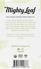Mighty Leaf Tea, Organic Matcha Green Tea Singles - 1 Box of 12 Single Serve Packets, 100% Japanese Matcha, Unsweetened