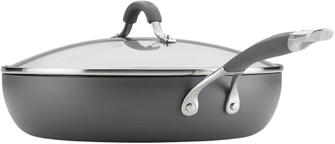 Circulon Radiance Deep Hard Anodized Nonstick Frying Pan /Skillet with Lid - 12 Inch, Gray