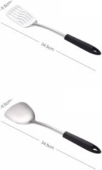 Kitchen Utensils Set，Cooking Utensils 4 Pieces Sets Spoons for Cooking Spatulas Stainless Steel Cooking Utensils Spatulas Spoons Kitchen Tools Gadgets(Black)