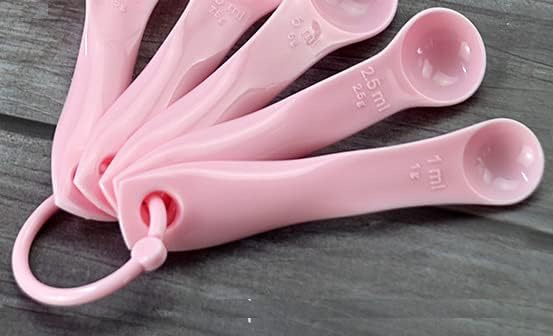 Set of 5 Plastic Measuring Spoons Set Pink Measuring Cup Spoons Measuring Spoon for Home Kitchen Cooking Baking
