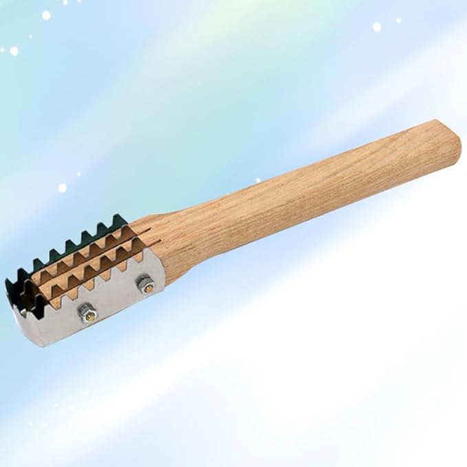 Amosfun Stainless Steel Fish Scale Shaver with Wooden Handle 10.03 Inch Seafood Tool for Fast Fish Skin Cleaning and Scale Removal Kitchen Gadget