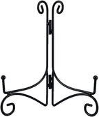 SVENJBB Black Iron Plate Stand, 6 Inch Plate Holder for Display, Small Metal Plate Display Stands for Cookbook, Picture Frame, Photo, Decorative Plates (6 Inch, 1 Pack)
