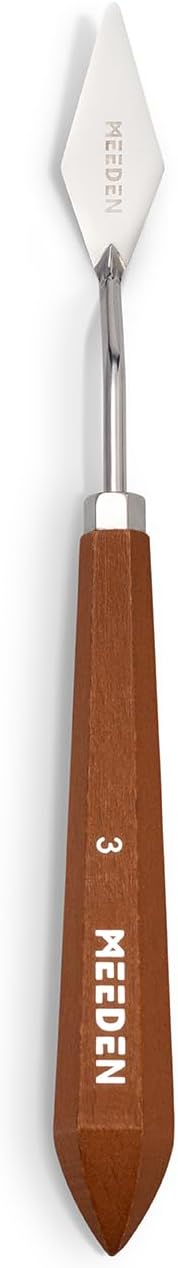 MEEDEN Artist Spatula Palette Knife: 8.46" Flexible Stainless Steel Art Scraper Painting Knife with Wooden Handle for Canvas, DIY Crafts, #3