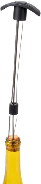 Stainless Steel 3-Pronged Wine Bottle Cork Retriever with Black Handle