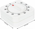 White Timer Clock Square 60-Minute Mechanical Kitchen Wind up Timer Visual Cooking Clock with Loud Alarm No Batteries, Cooking Baking and Kitchen, Thermometers and Timers