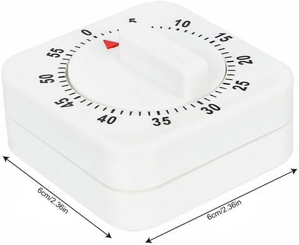 White Timer Clock Square 60-Minute Mechanical Kitchen Wind up Timer Visual Cooking Clock with Loud Alarm No Batteries, Cooking Baking and Kitchen, Thermometers and Timers