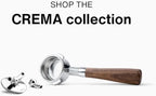 CREMA Coffee Products 54mm Bottomless Naked Portafilter | Compatible with 54mm Breville Machines | Includes Double Shot Filter Basket | Walnut