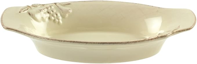 Casafina Ceramic Stoneware 13" Oval Gratin - Madeira Harvest Collection, Vanilla Crème | Microwave & Dishwasher Safe Dinnerware | Food Safe Glazing | Restaurant Quality Serveware