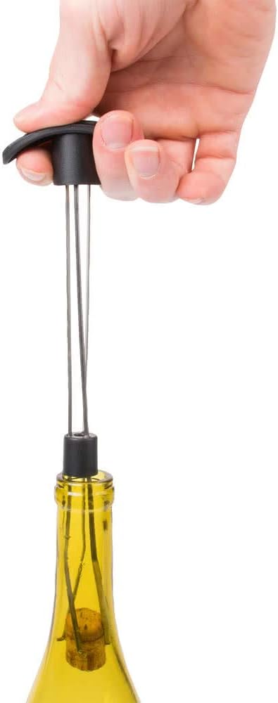 Stainless Steel 3-Pronged Wine Bottle Cork Retriever with Black Handle
