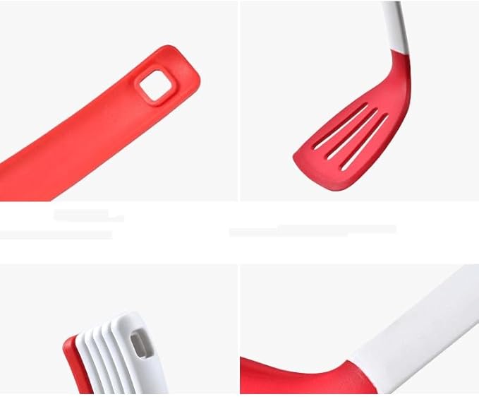 Heat Resistant Soup Spoon Brush Ladle Silicone Non Stick Spatula Kitchen Tools Cooking Utensil Set(D)