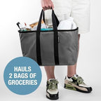 CleverMade EcoBasket Reusable Grocery Tote - Collapsible Storage Shopping Organizer - Heavy Duty Utility Bag Home