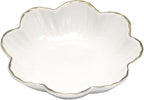 Porcelain Serving Dish,Ceramics Flower Relish Tray with Metallic Rim,Serving Bowls for Wedding,Party Perfect for Small Cereal, Pasta, Salad, Candy and Snacks White 6.6 inch (6.6 inch)