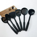 6pcs/set Black Kitchen Utensils Set Non-stick Kitchenware Cooking Tools Spoon Soup Ladle Spatula Shovel Tools Gadget Accessories