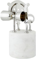 Santa Barbara Design Studio TableSugar Bar Tools Modern Kitchen Cocktail Accessories, 4-Pieces, Stainless Steel/Marble