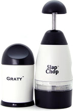 Original Slap Chop Slicer with Stainless Steel Blades & Cheese Graty | Manual Food Chopper & Twist Grater for Cheese, Vegetables, Salad Toppings, & More | Lightweight & Easy to Clean