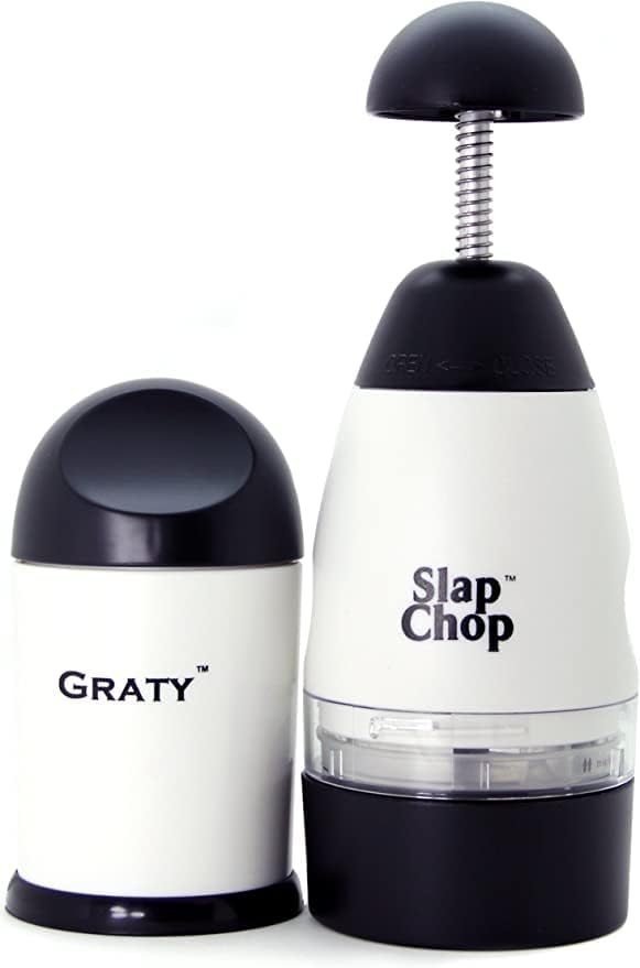 Original Slap Chop Slicer with Stainless Steel Blades & Cheese Graty | Manual Food Chopper & Twist Grater for Cheese, Vegetables, Salad Toppings, & More | Lightweight & Easy to Clean