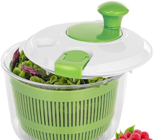 Salad Spinner – Fruit and Vegetable Washer | Lettuce Spinner with Bowl & Mesh Basket, Spin Dry Salad Greens, Easy-Grip Handle,Salad Spinners for Home Use