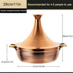 Large Stainless Steel Moroccan Tagine Pot - 30cm Non-Stick Casserole with Cone Lid & 2 Handles - Elegant Gold Cooking Pot for Authentic Moroccan Dishes