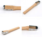 Amosfun Stainless Steel Fish Scale Shaver with Wooden Handle 10.03 Inch Seafood Tool for Fast Fish Skin Cleaning and Scale Removal Kitchen Gadget