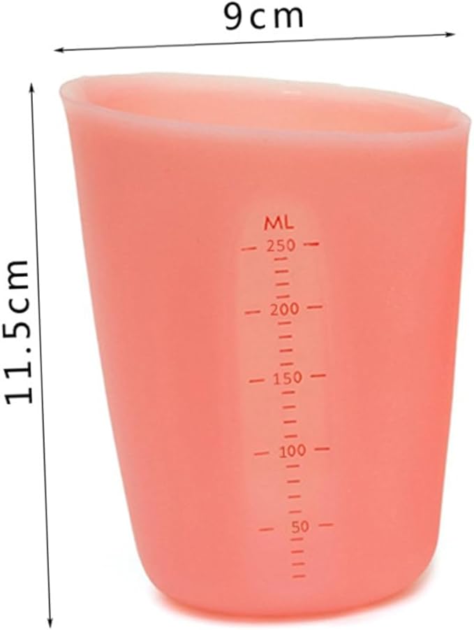 Unomor Diy Tool 250ml Silicone Milk Cup Measuring Cup Double Scale for Baking Mixing Food-grade Silicone Random