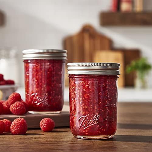 Ball Wide Mouth Glass Mason Jars with Lids and Bands, Used for Canning, Pickling, Juice, Jam, Jelly, Pint Size 16 Ounce (Pack of 4)